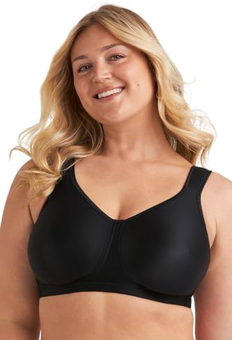 Miss Mary of Sweden BH ohne Bügel – Glatter Soft-BH mit geteilter Naht – Komfort-BH für große Größen, stützender Entlastungs-BH – hautfreundliches Innenfutter 95C Schwarz