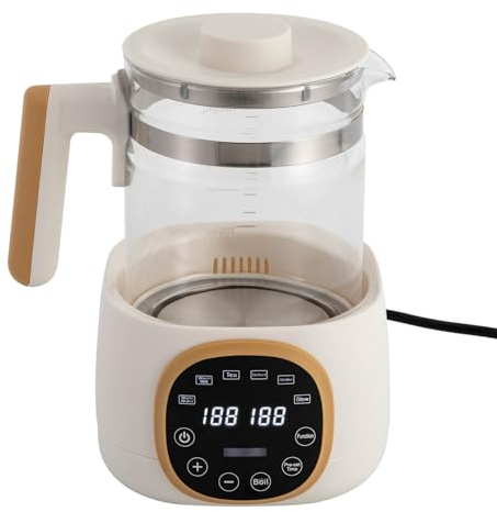 Wasserkocher mit Temperatureinstellung, Baby Flaschenwärmer mit LED-Digitalanzeigen 72h Warmhalten Babykostwärmer, 600W, 1.3L für Babyflasche, Tee, Schokolade, Kaffee