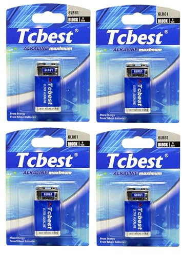 Sivitec 9V Alkaline Batteries, High Capacity, Pack of 4, for Smoke Detectors and Alarms