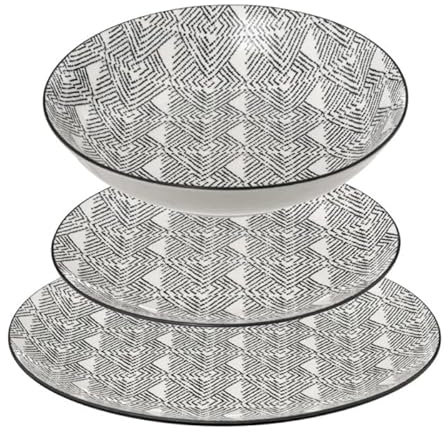 Secret de Gourmet - Service de Table 18 Pièces Bohemia Etnic 27cm Noir