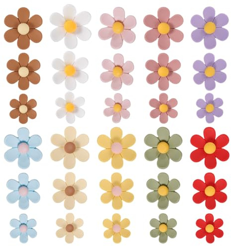 30pcs Flower Fridge Magnets, Cute 3D Flower Magnets for Refrigerator 3 Sizes Colorful Daisy Fridge Decoration for Locker Kitchen School Office Whiteboard