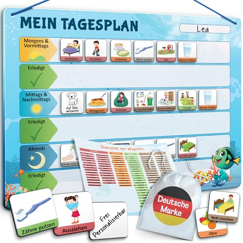 LIKARTO Routine Planer Kinder, Montessori Aufgabenplaner & Magnettafel Blau | LIKARTO Routine Planer Kinder - Montessori Aufgabenplaner & Magnettafel - Für mehr Struktur im Alltag