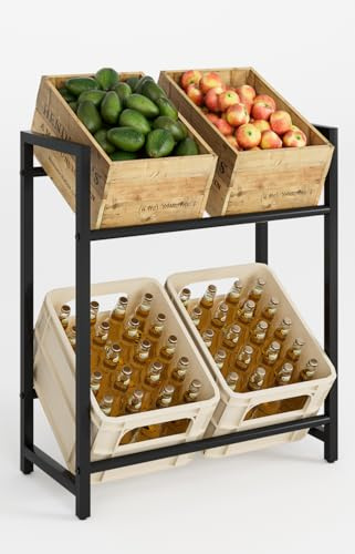 Apetaccat Dryckeslåda för 4 lådor – robust metallhylla, stabil dryckeshylla för öl, vatten, juice, platsbesparande och fristående, svart, lämplig för vardagsrum, kök, källare