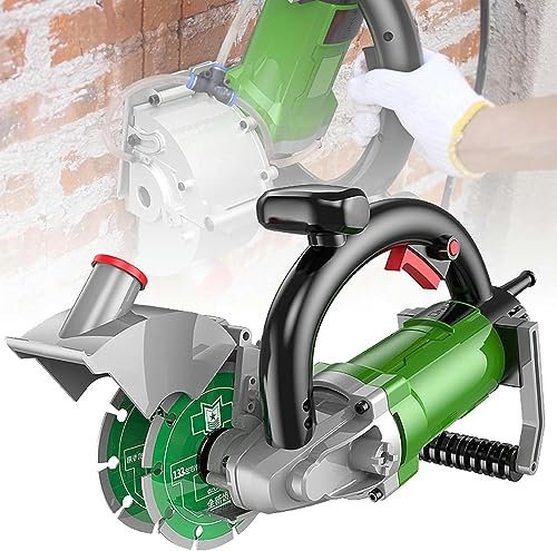 Electric Slotting Machine, Double Blade Right-Angle Cutter for Wall Grooves, Depth Adjustability for Brick and Granite Cutting