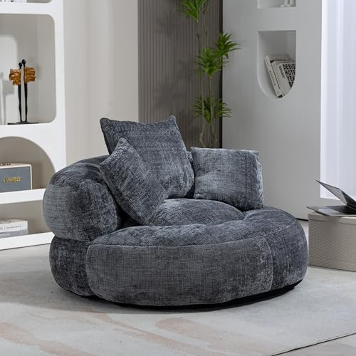 FammyLoft Bean Bag Sofa with Three Pillows for Adults & Kids, Grey | Beanbag Chair, Lazy Sofa for Bedroom,Office, Indoor & Outdoor