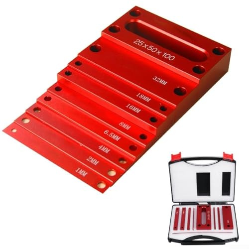 9 bloques de configuración métricas barras de aluminio con medidor de altura para sierra de mesa enrutadora, herramientas para corte y configuración precisos