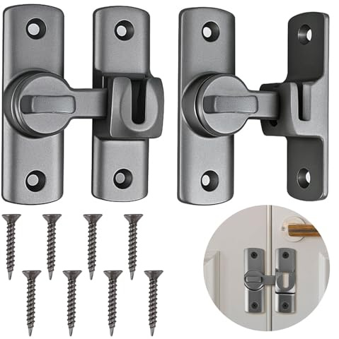 FIGCY 2 pestillos Grises de aleación de Aluminio con Cierre a presión para baño, Dormitorio, Puerta corredera y Ventana.