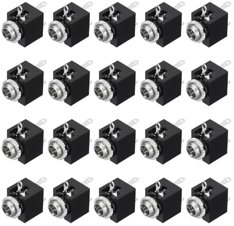 sourcing map 20 Pcs 3 Pins Vertical Female 3.5mm Stereo TRS Jacks Plug Socket with Nuts for Audio Headphone Radio PCB Panel CD Players