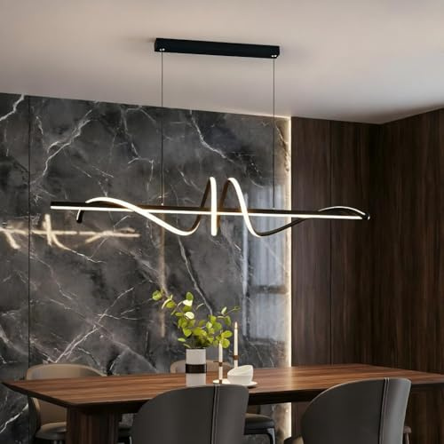 BTLINK LED Pendelleuchte 90cm Spirale hängeleuchte, Dimmbar 3000-6500K | Schwarz Pendelleuchte Esstisch,100cm Höhenverstellbar für Restaurants, Küche, Wohnzimmer