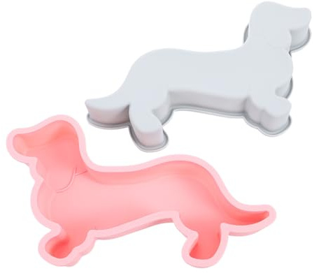 Silikon Backform in Hundeform für Kuchen, Mousse | Silikon, Feine Textur, Rosa Farbe, 2 Stück, Küche und Party, für Pudding