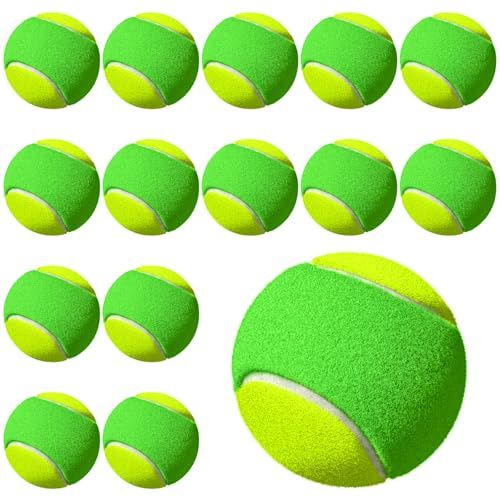 Lot de 15 Balles De Tennis, 6.3-6.5cm Balles De Tennis Sports, Balle De Tennis pour Débutants, Balle Tennis Durables Et De Qualité Supérieure pour Débutants, Adolescents(Vert)