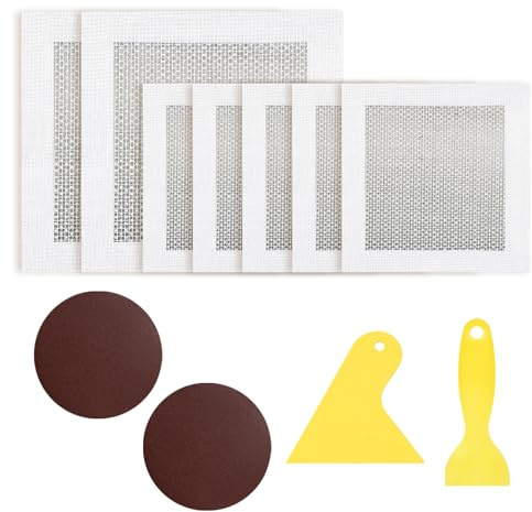 Peaflew 11 Pcs Wall Patch Repair Kit, 4/6 inch Wall Repair Patch with 2 Sandpaper, Plasterboard Repair Patch with 2 Putty Knife, Wall Hole Cover for Fixing Broken Walls & Ceiling Filler