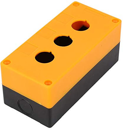 22mm Scatola di Controllo dell'Interruttore a Pulsante, custodia protettiva a tre fori impermeabile con pulsante di controllo (Giallo)
