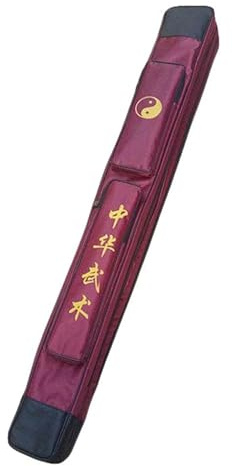 G-LIKE Bokken Sac de transport japonais – Simple et double couche de sac d'épée avec plusieurs poches – Toile avec PU (rouge, simple)