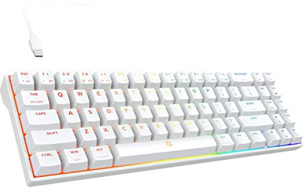 DREVO Calibur V2 TE RGB 60% Cable Teclado mecánico para Juegos 71 Teclas Pequeño Compacto Funciona para PC/Mac USB Tipo-C Desmontable, Interruptor Outemu Azul, Blanco