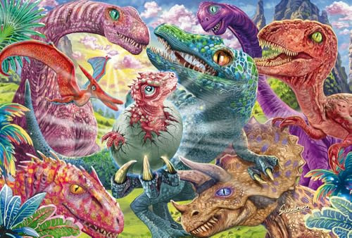 Schmidt Spiele 56527 små dinosaurier, stora äventyr, 100 bitar barnpussel av graspapper, flera färger