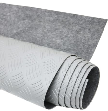 Revêtement de sol antidérapant en caoutchouc - Aspect tôle ondulée - 500 x 200 cm - Gris