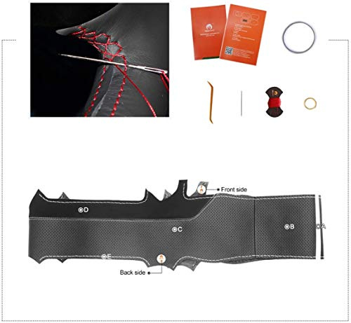 MEWANT Lenkradbezug Lenkradhülle Handgenähte Customized aus Echtleder & Wildleder Lenkrad Wrap für Ford Mondeo 2014-2020 / Edge 2015-2020 / Galaxy 2015-2020 / S-Max 2015-2020 | Lenkradhülle Handgenähte aus & Wildleder Lenkrad für Ford Mondeo 2014-20/Edge 2015-20/Galaxy 2015-20/S-Max 2015-20