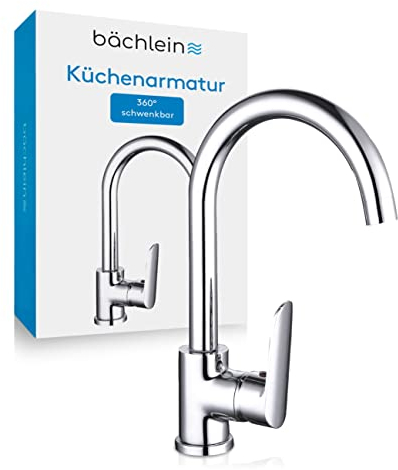 Bächlein Universal Küchenarmatur Ermelo in Chrom - Spültischarmatur mit 360° schwenkbarem Auslauf, moderner Wasserhahn