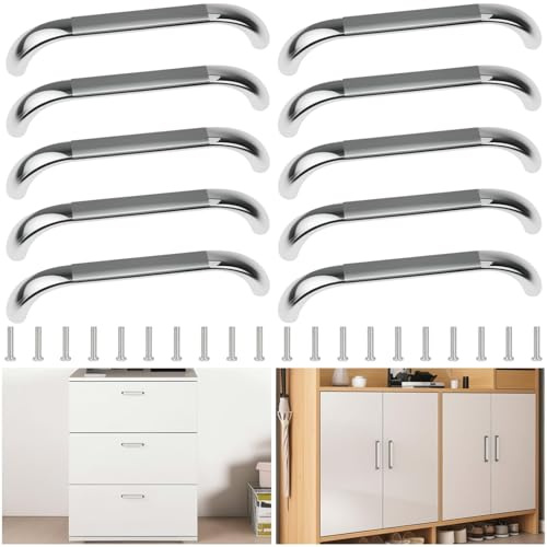 YPLonon 10 Stück Stangengriffe für Küchenschränke Bohrabstand 96MM Edelstahl Küche Türgriffe Gebürstet Nickel Schubladengriffe Griffe Möbel Silber Modern mit Schrauben für Schubladen und Schränke