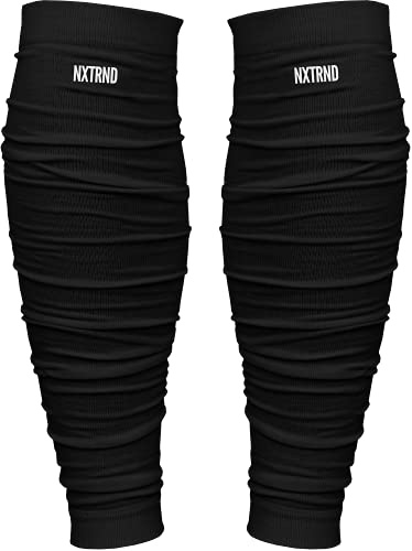 Nxtrnd Football Leg Sleeves, Calf Sleeves for Men & Boys, Sold as a Pair (Black)