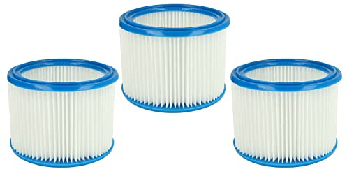 vhbw 3x Faltenfilter kompatibel mit Bosch GAS 1200 L | GAS 15 L Staubsauger - Filter, Patronenfilter, weiß blau