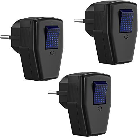 HITRENDS Schuko Stecker 3 Stücke, Schutzkontakt-Stecker mit Schalter, Winkelstecker mit Schalter, IP20 Innenbereich 250V (16A), Schwarz