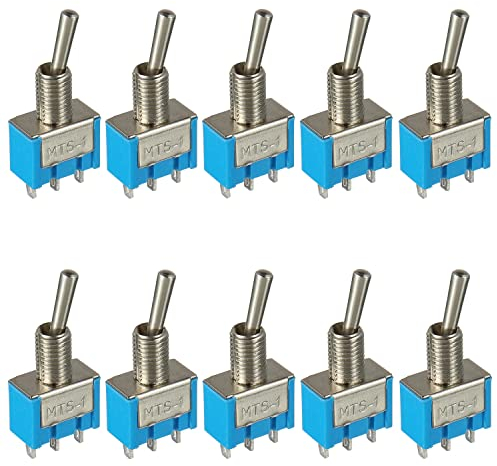 HUAREW SPDT Mini interruttore a levetta AC 125V 6A/250V 3A ON-ON 3 pin 2 posizioni, interruttore a levetta con bloccaggio a bilanciere marino per interruttori per barche Arduino auto camion 10 p
