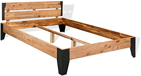 vidaXL Estructura de Cama de Madera Maciza de Acacia Acero 152x203 cm Marco