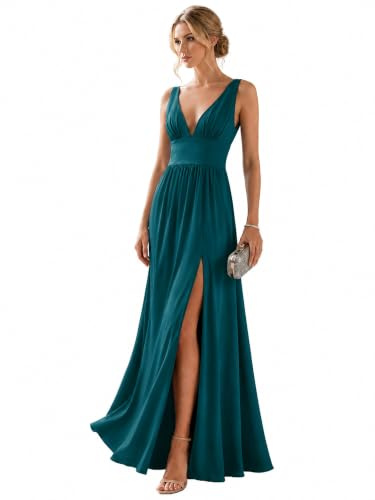 Ever-Pretty Abito da sera da donna, con scollo a V, senza maniche, lunghezza al pavimento, EE0168B