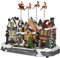 HOMCOM Weihnachtsdorf Weihnachtsdeko mit LED Tischdeko Weihnachtsstadt Winterlandschaft Winterdorf mit beweglichen Weihnachtsmann und Hirsch 38,5 x 20,5 x 33 cm