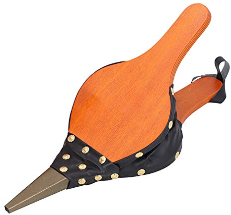 Soufflet de Cheminée, 15,4 x 6,1 en Bois Souffleur d'air Manuel Rétro en Cuir Soufflet d'Incendie pour Camping en Plein Air Barbecue Cheminée