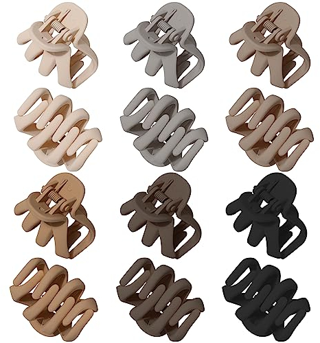 Kajeer 12 Stück Haarklammer Klein Haarspange für Damen Mädchen, 4cm Matte Haarklammern Rutschfeste Niedlich Haarspangen für Dünnes Haar Dickes Haar