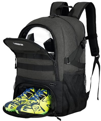 LARIPOP Fußball-Rucksack, Fußballtasche mit Ballhalter und Schuhfach, Sportausrüstung, Trainingstasche für Basketball, Fußball, Volleyball und Zubehör