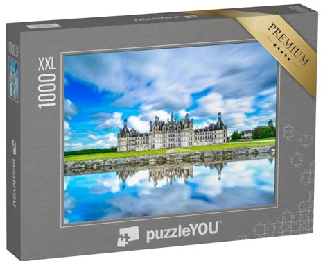 Puzzle 1000 Teile XXL „Chateau de Chambord, königliches mittelalterliches französisches Schloss und Reflexion“