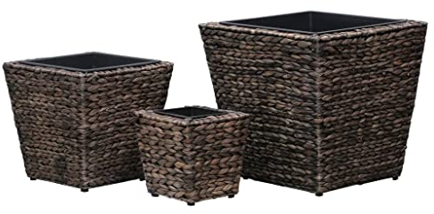 DYRJDJWIDHW blumentopf schwarz,blumentopf groß,blumenkübel,übertopf groß,GartenHochbeete 3tlg. Wasserhyazinthe Braunpflanzkübel,pflanzkübel XXL,blumentopf mit füßen,