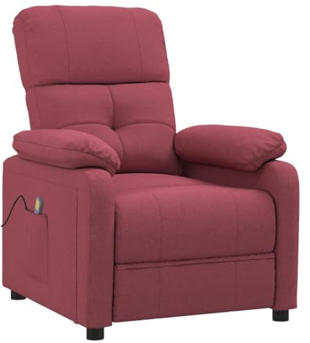 vidaXL Massagesessel, Sessel Verstellbare Rückenlehne Fußteil, Fernsehsessel Relaxsessel mit Liegefunktion, Liegesessel Polstersessel Ruhesessel, Weinrot Stoff