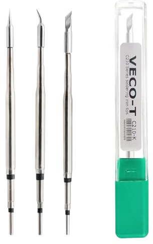 VECO-T Lot de 3 pointes de fer à souder, C210-I IS K de remplacement pour C210-018 002 020, noyau chauffant sans plomb, température constante, compatible avec station de soudure JBC