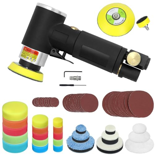 QWORK® Poliermaschine, Mini Druckluft Polierer, Exzentrische Poliermaschine, Poliermaschine Auto