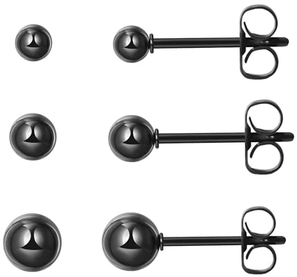 Titan Ohrstecker Hypoallergen Damen Herren Mädchen G23 Titan Ohrringe Schwarz Kleine Kugel Ohrstecker 2/3/4/5mm