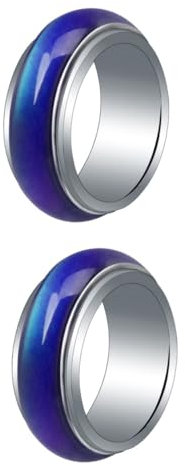 VALICLUD 2St Thermochromer Ring Modeschmuck für Damen Ring für Frauen Damenschmuck Stimmungsschmuck Herrenringe weihnachtsgeschenke weihnachtspräsente Stimmungsringe Gefühlsring Kupfer
