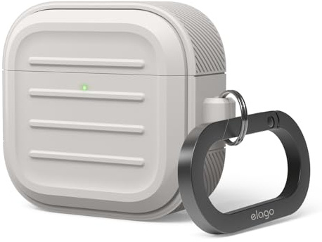 elago Cover Armor per AirPods 4 | Con Moschettone, Supporta la Ricarica Wireless, Protezione Totale (Pietra)