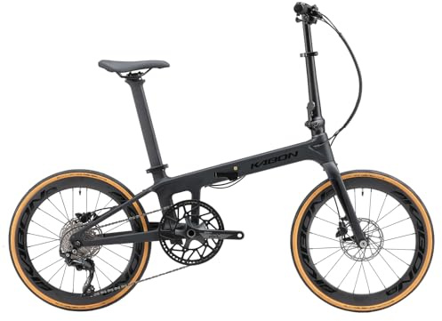 KABON Neues Upgrade Faltrad, 20 Zoll Carbon Fiber Rahmen mit Carbon Laufradsatz 9 Speed Mini City Bike Faltbares Fahrrad für Frauen Erwachsene Männer Ultra-Light