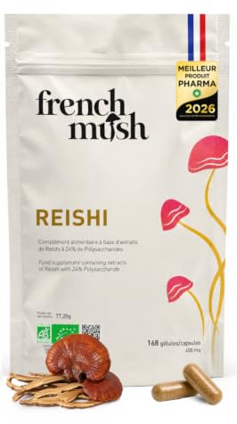 French Mush Reishi Bio - 168 Capsule Vegane | Sonno Ristoratore, Serenità, Rilassante, Ganoderma lucidum, Testato in Laboratorio, Made in France