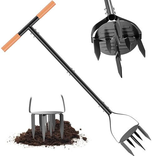 Garten Handfräse, 34,6 Zoll Gartenklaue Twist Pinne Kultivator, Gartengeräte mit 5,3 Zoll Scharfer Klaue und rutschfestem Komfortgriff, Handfräse Gartenkralle zum Lockern des Bodens auf Bauernhöfen