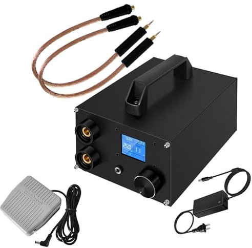 Saldatrice a punti con display digitale con condensatore, saldatrice a punti mini portatile, saldatrice a punti con regolazione 250 per batterie fai-da-te