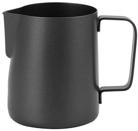 Coffee Art Pitcher | 350ml Stainless Steel Latte Milk Frothing Cup | Eagle Beak Spout for Accurate Pouring | Ergonomic Handle for Home/Cafe Use (350ML Black-304)