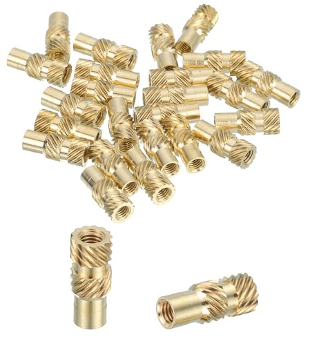 sourcing map Lot de 26 inserts filetés M3 en laiton pour impression 3D et matériau plastique, écrous moletés femelles pour ordinateurs portables, produits électroniques, M3 x 5 x 12 mm