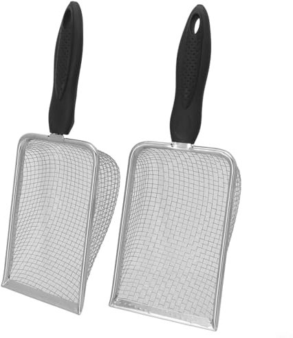 Lot de 2 tamis de sol pour le jardinage, tamis de sable et de compost avec poignée, deux tamis de jardin avec maille de 3,8/5 mm, tamis à roches, tamis de terre, pelle de jardin