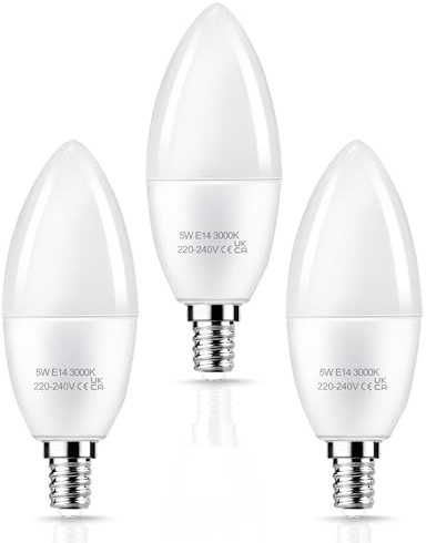 EvaStary E14 LED Light Bulb Warm White, 5W Candle Bulbs Small Screw 40W Incandescent Equivalent, SES E14 Energy Saving LED Bulb, Non-Dimmable, Pack of 3